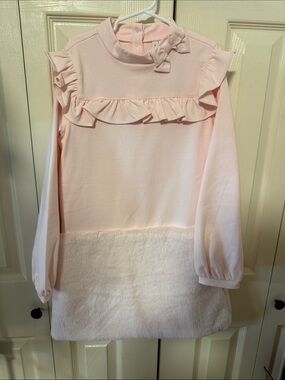 Kids Pink Ruffle Long-Sleeve Dress with Faux Fur Hem Janie and Jack